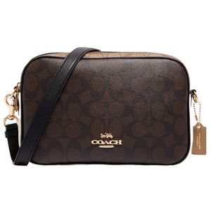 NEW Coach Brown Jes Crossbody Monogram Signature Canvas Camera Crossbody Bag